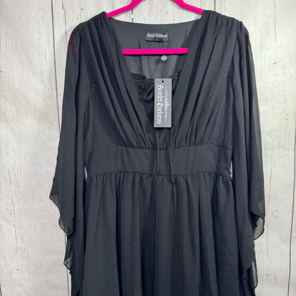 Scarlett Darkness Black Gothic Maxi Dress Witchy Dark Academia Whimsigoth Soft - Picture 4 of 16